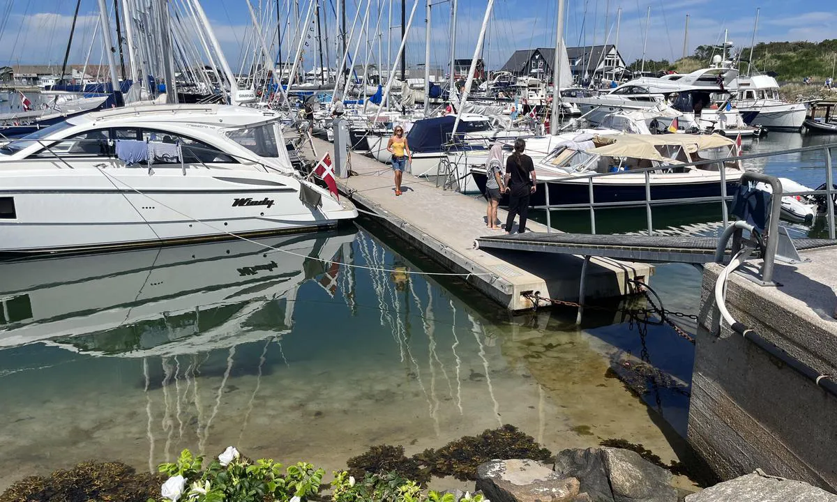 Anholt Havn: {"base": "no", "no": "Havna best\u00e5r av solide flytebrygger med b\u00f8yefort\u00f8yning. De fleste ligger med baugen inn.", "se": "Hamnen best\u00e5r av solida flytbryggor med bojf\u00f6rt\u00f6jning. De flesta ligger med f\u00f6ren in.", "en": "The harbor consists of sturdy floating docks with buoy mooring. Most are docked with the bow in.", "da": "Havnen best\u00e5r af solide flydebroer med b\u00f8jemoring. De fleste ligger med st\u00e6vnen ind."}
