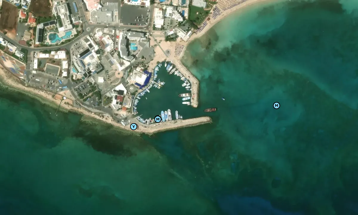 Satelite image of Ayia Napa fishing Harbor