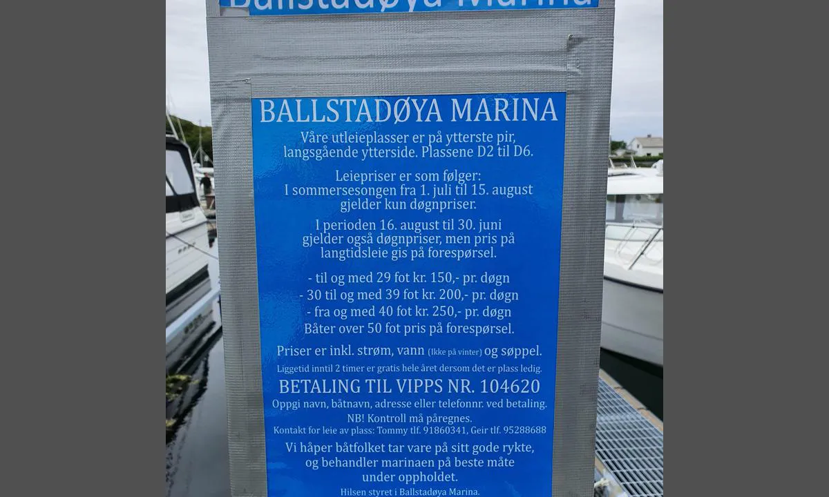 Ballstadøy Marina: Priser og informasjon sommeren 2022
