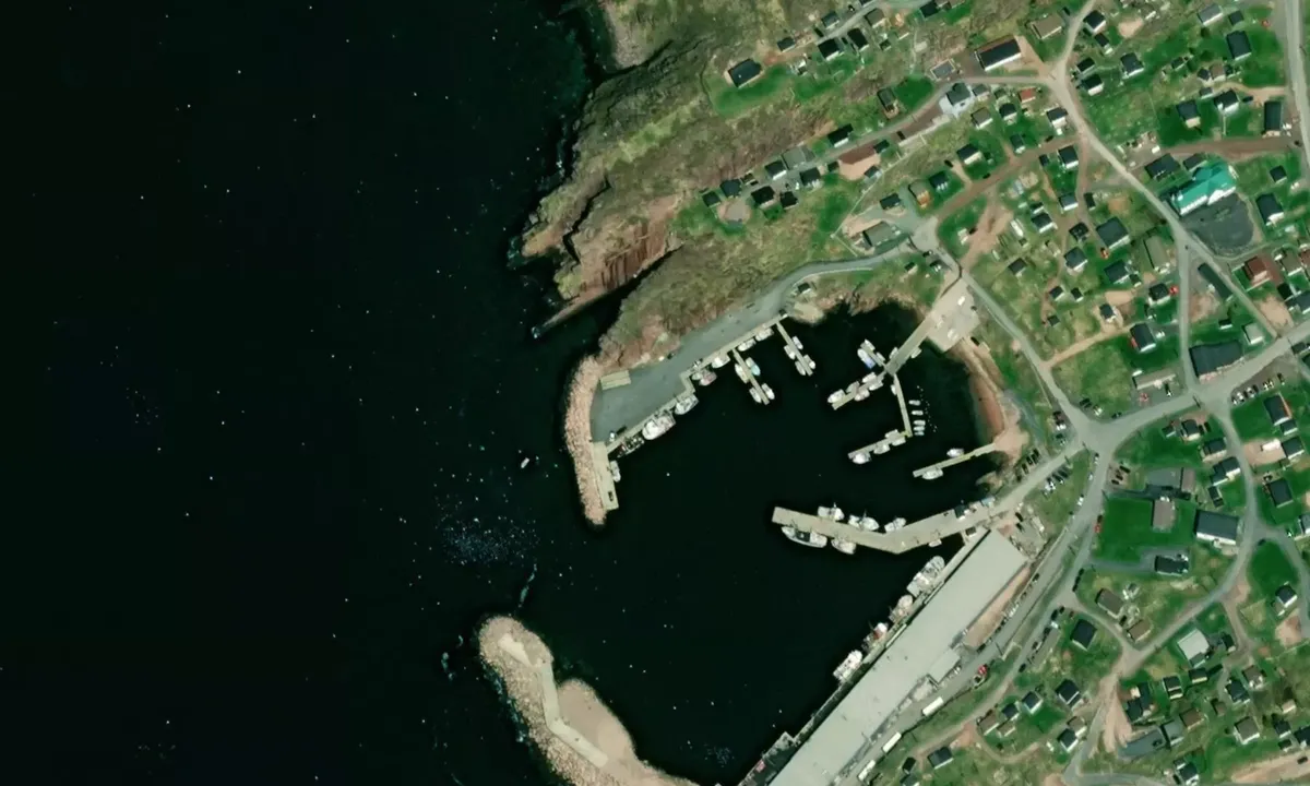 Satelite image of Bay de Verde Town Wharf