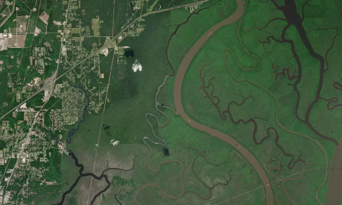 Flyfoto av Big Bayou Canot