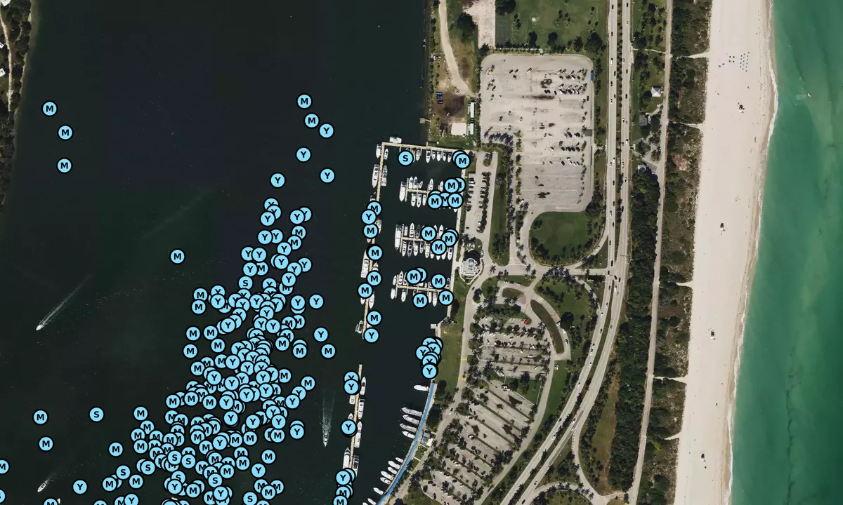 Satelite image of Bill Bird Marina at Haulover Park