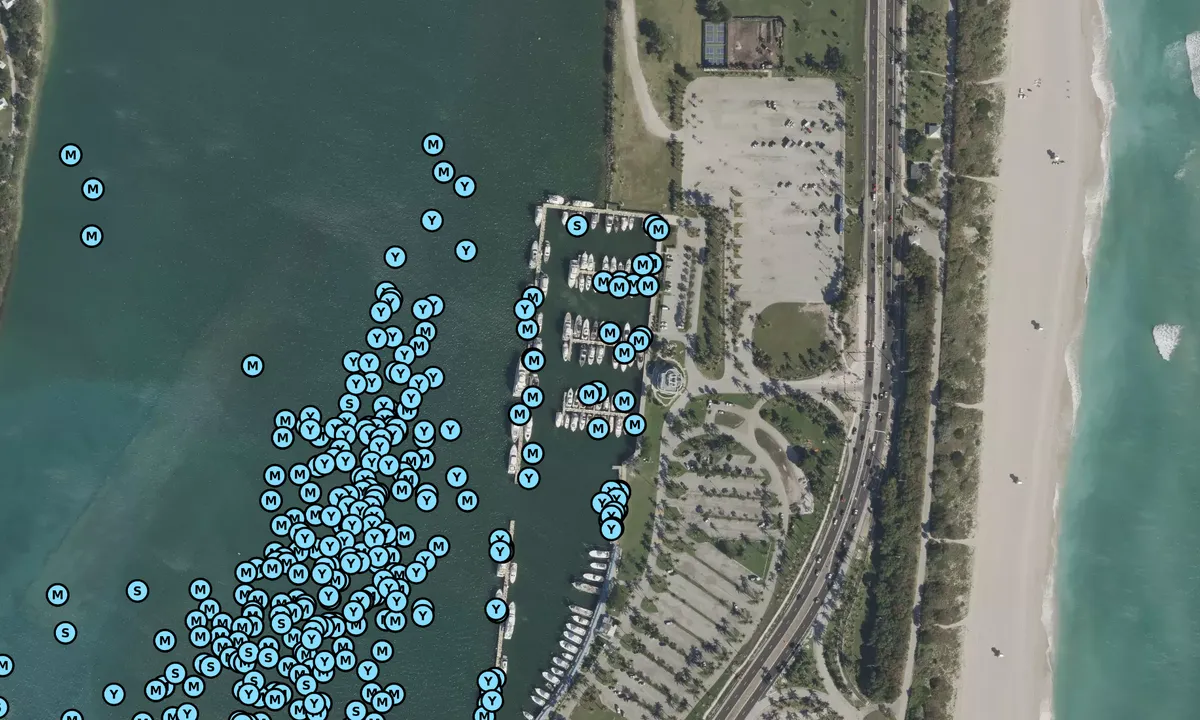 Satelite image of Bill Bird Marina at Haulover Park