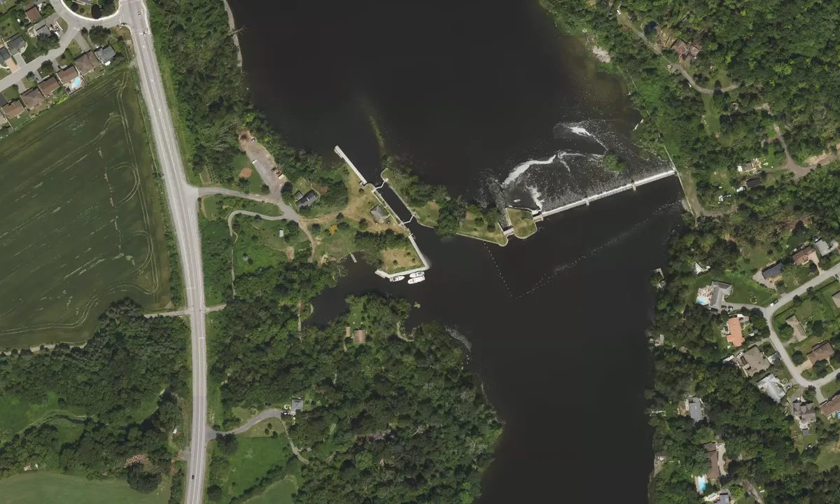 Satelite image of Black Rapids Lock 13 (Parks Canada)