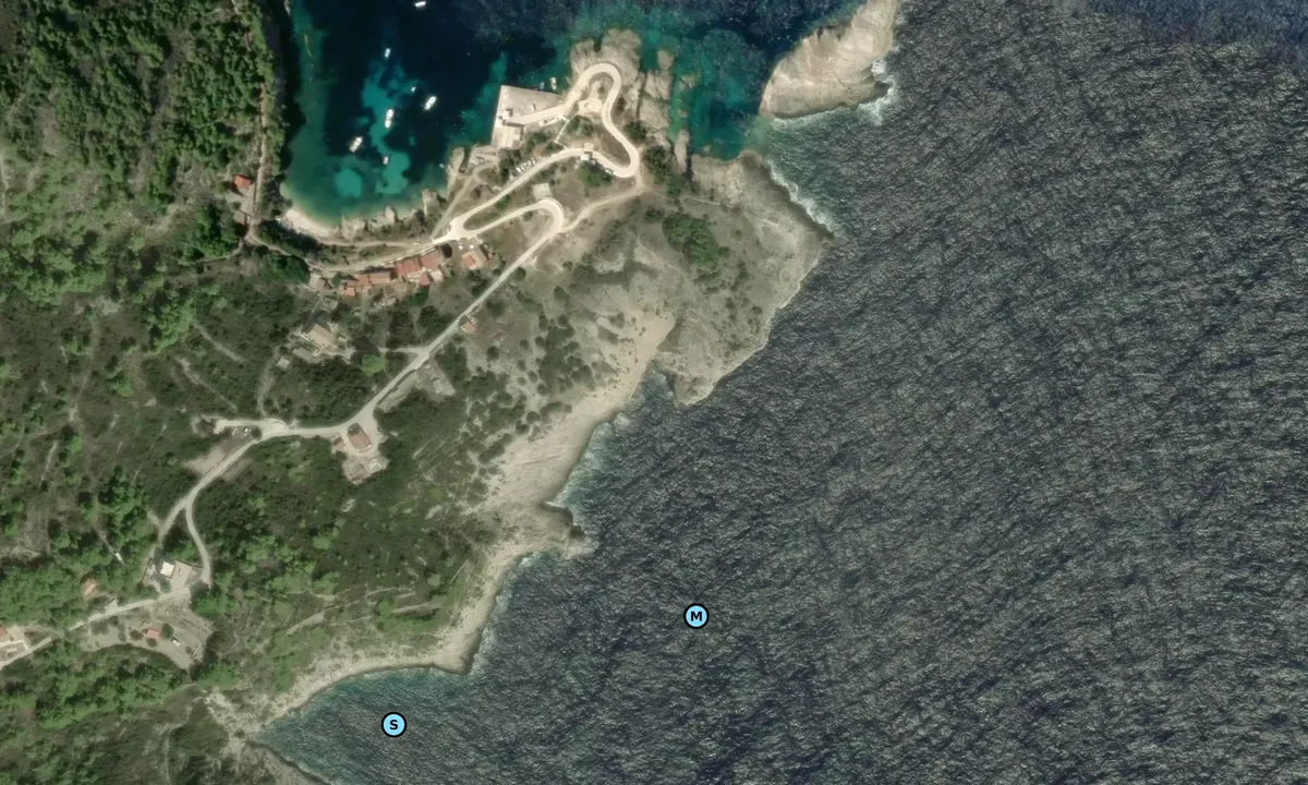 Satelite image of Blue Cave - Rotta Blu