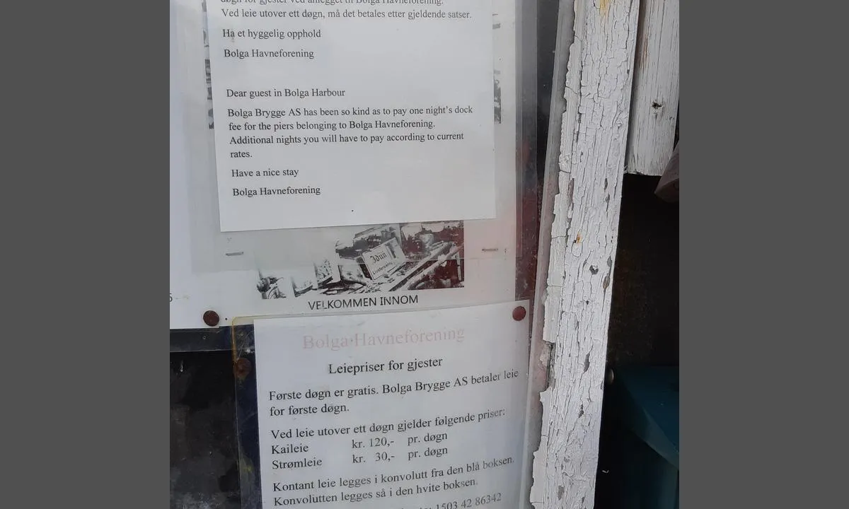 Bolga Gjestehavn: {"base": "no", "no": "F\u00f8rste d\u00f8gn er gratis!\r\nEllers en rimelig havn.", "se": "F\u00f6rsta dygnet \u00e4r gratis!<br>Annars en rimlig hamn.", "en": "First day is free! Otherwise, a reasonably priced harbour.", "da": "F\u00f8rste d\u00f8gn er gratis! Ellers en rimelig havn."}