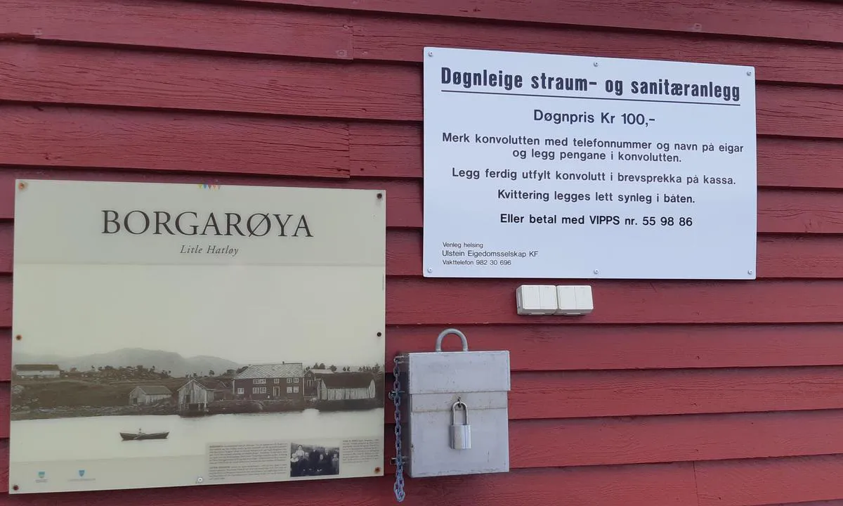 Borgarøya - Ulstein: Oppslag vedr leigevilkår og pris.