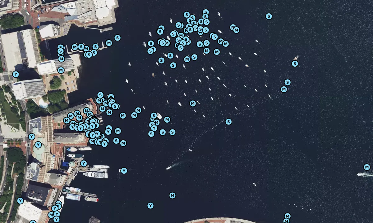 Satelite image of Boston Harbor Sailing Club