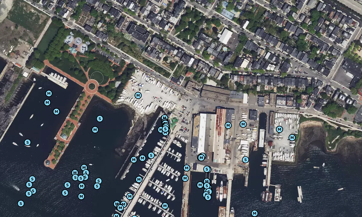 Satelite image of Boston Harbor Shipyard and Marina
