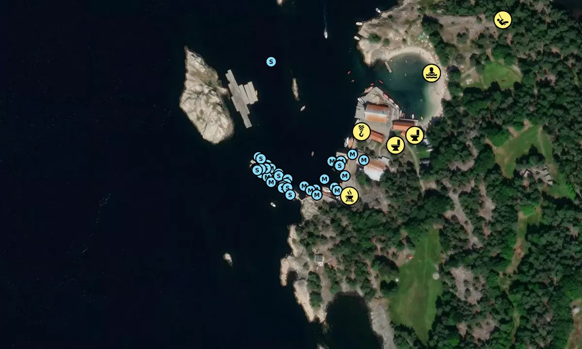 Satelite image of Bragdøya gjestehavn
