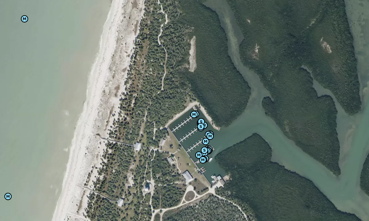 Satelite image of Caladesi Island State Park Marina