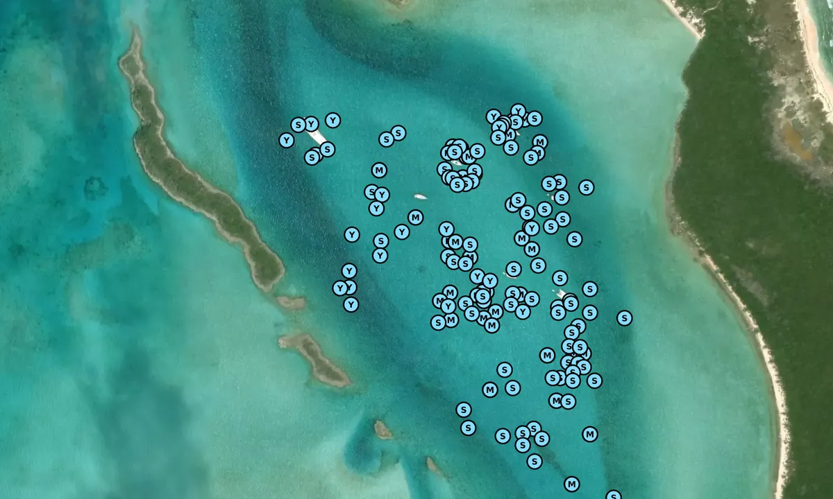 Satelite image of Cambridge Cay Mooring Field (Exuma Cays Land & Sea