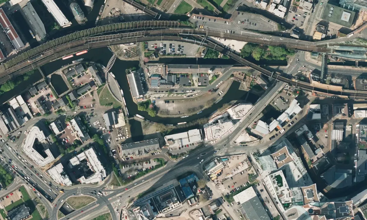 Satelite image of Castlefield basin Manchester