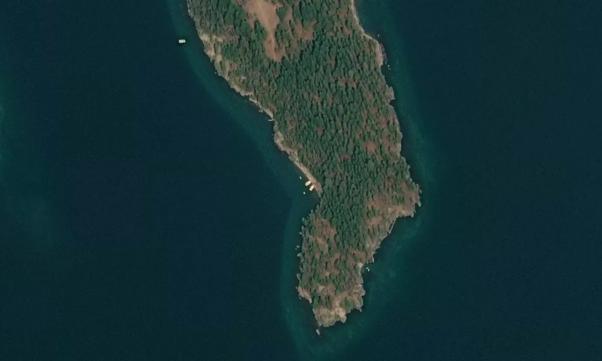Satelite image of Cedar Island State Park