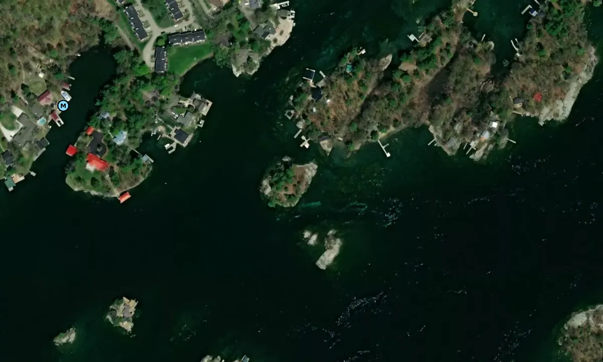 Satelite image of Chub Island (City of Brockville Island Parks)