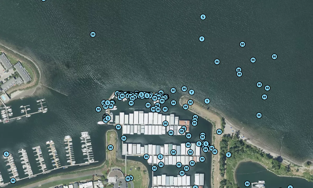Satelite image of Columbia River Yacht Club