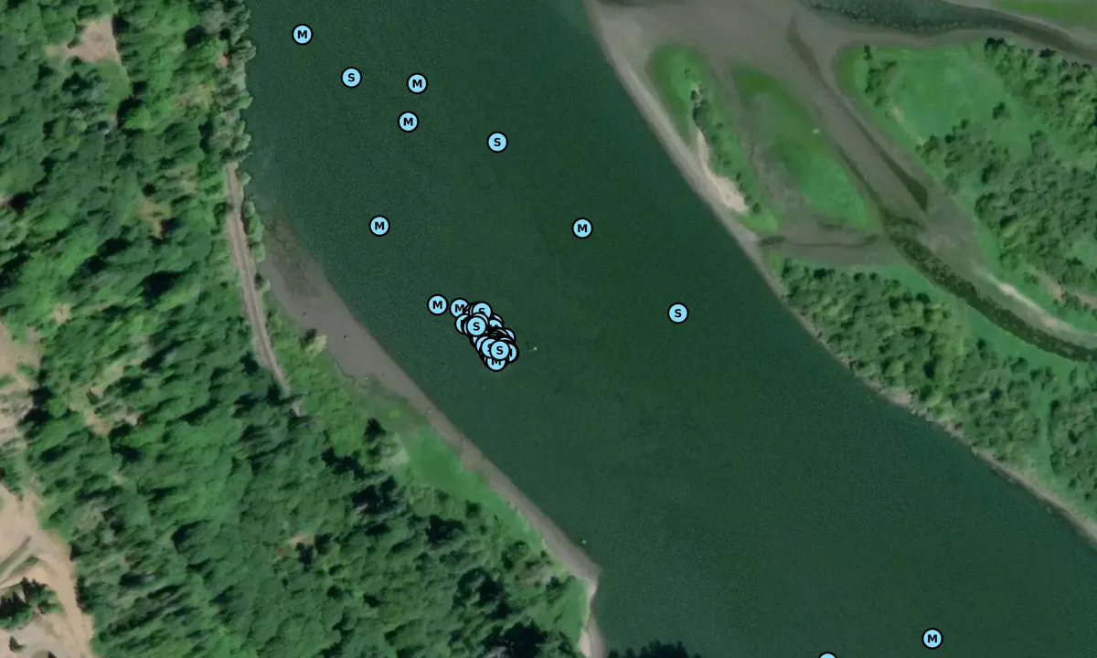 Satelite image of Columbia River Yacht Club Outstation