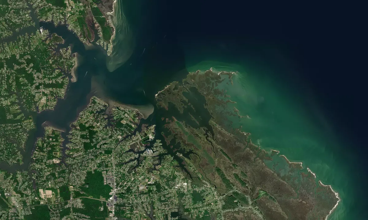 Flyfoto av Cow Island Marsh