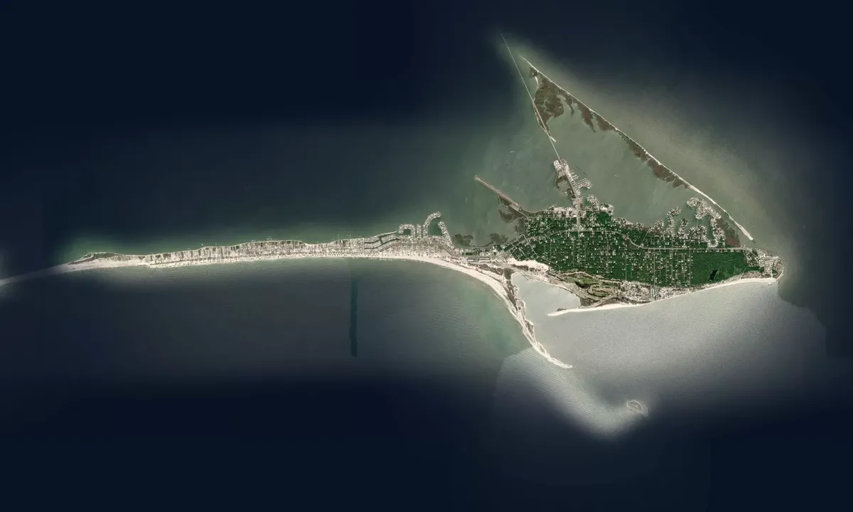 Flyfoto av Dauphin Island South