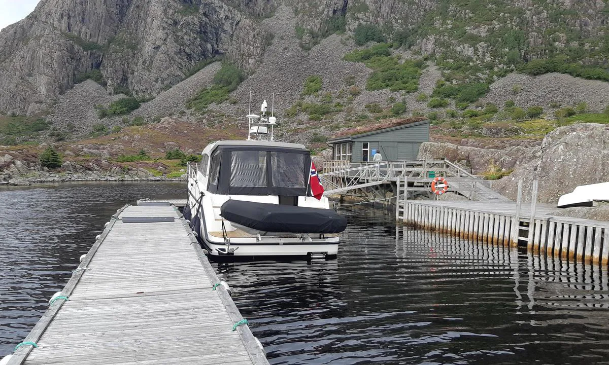 Domba på Hovden - Spongavågen: Bilde tatt fra enden av flytebrygga.