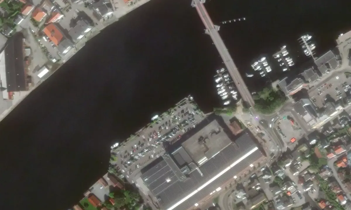 Flyfoto av Down Town Porsgrunn