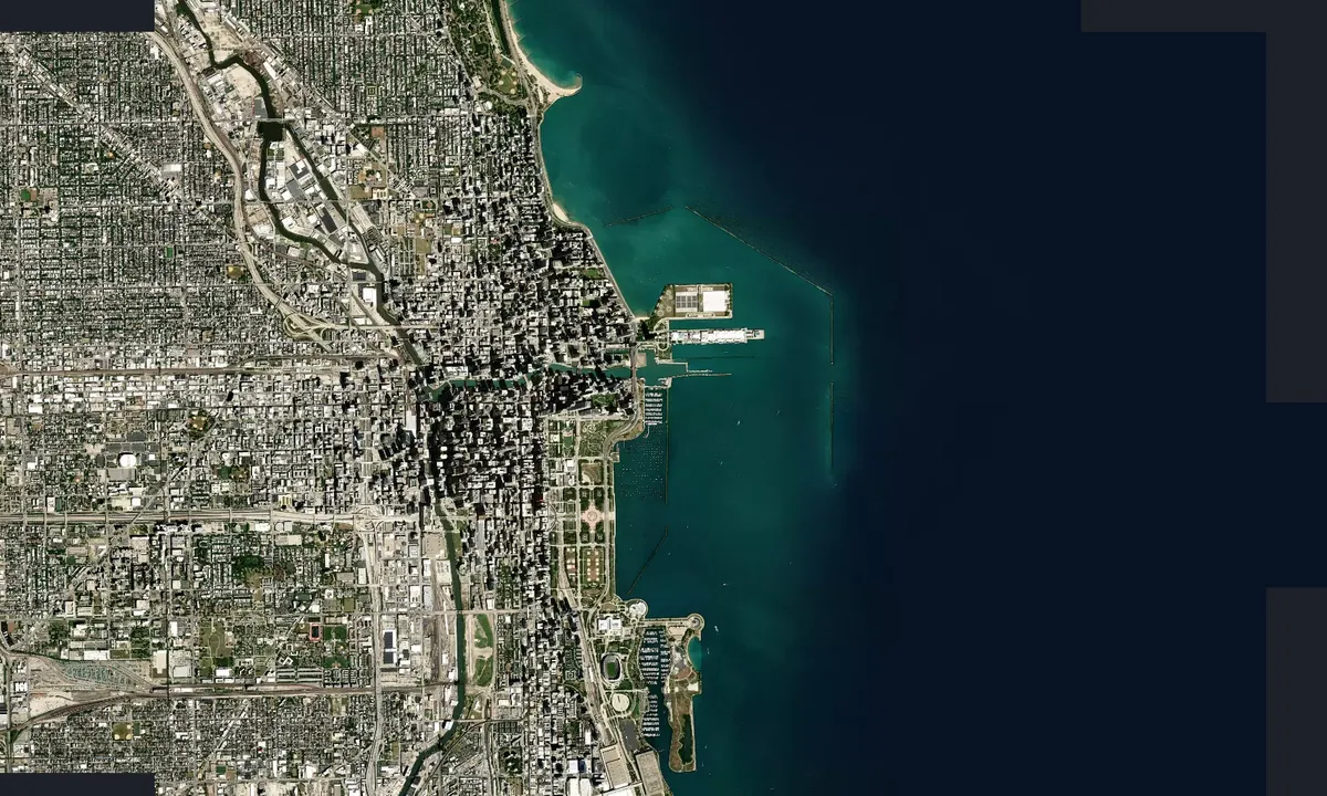 Flyfoto av DuSable Harbor