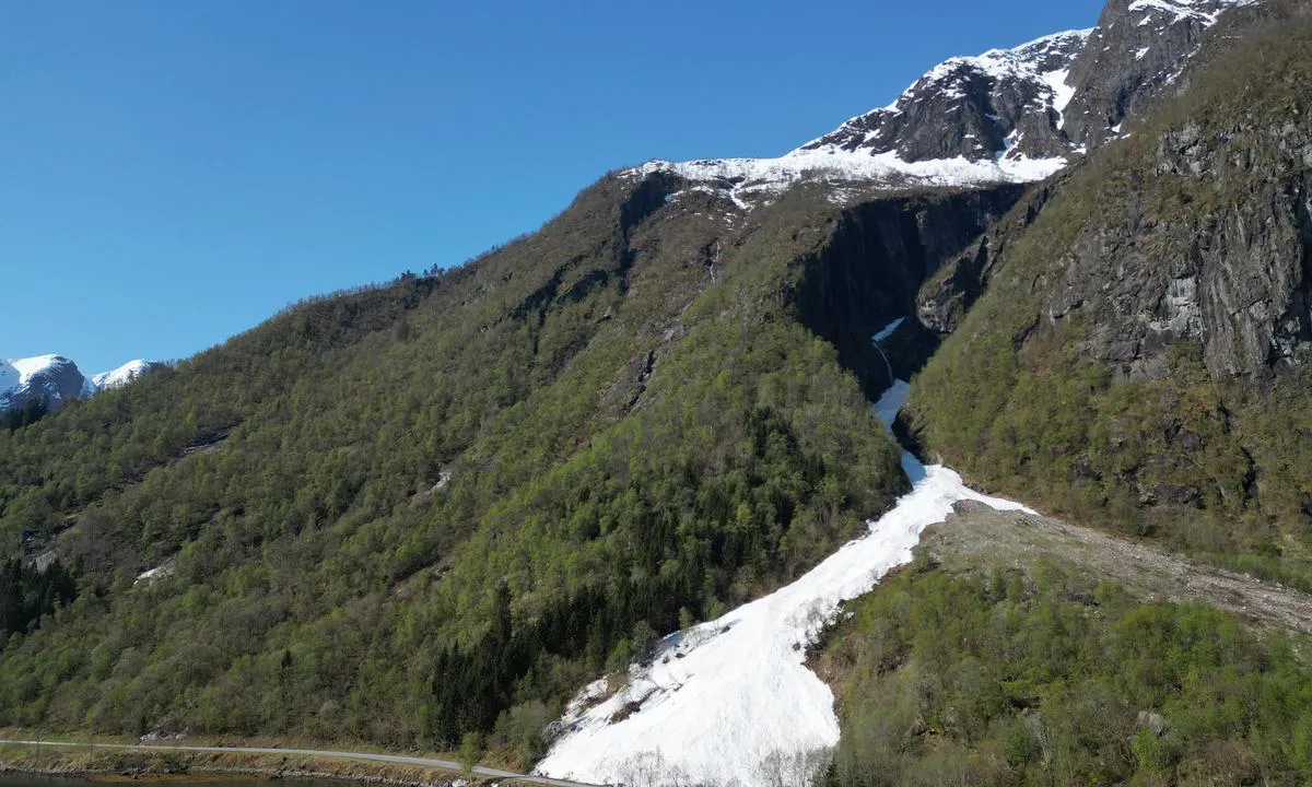 Esebotn: {"base": "en", "no": "Rester av sn\u00f8skredet om vinteren.", "se": "Rester av lavin p\u00e5 vintern.", "en": "Remains of avalanche in the winter.", "da": "Rester af lavine om vinteren."}