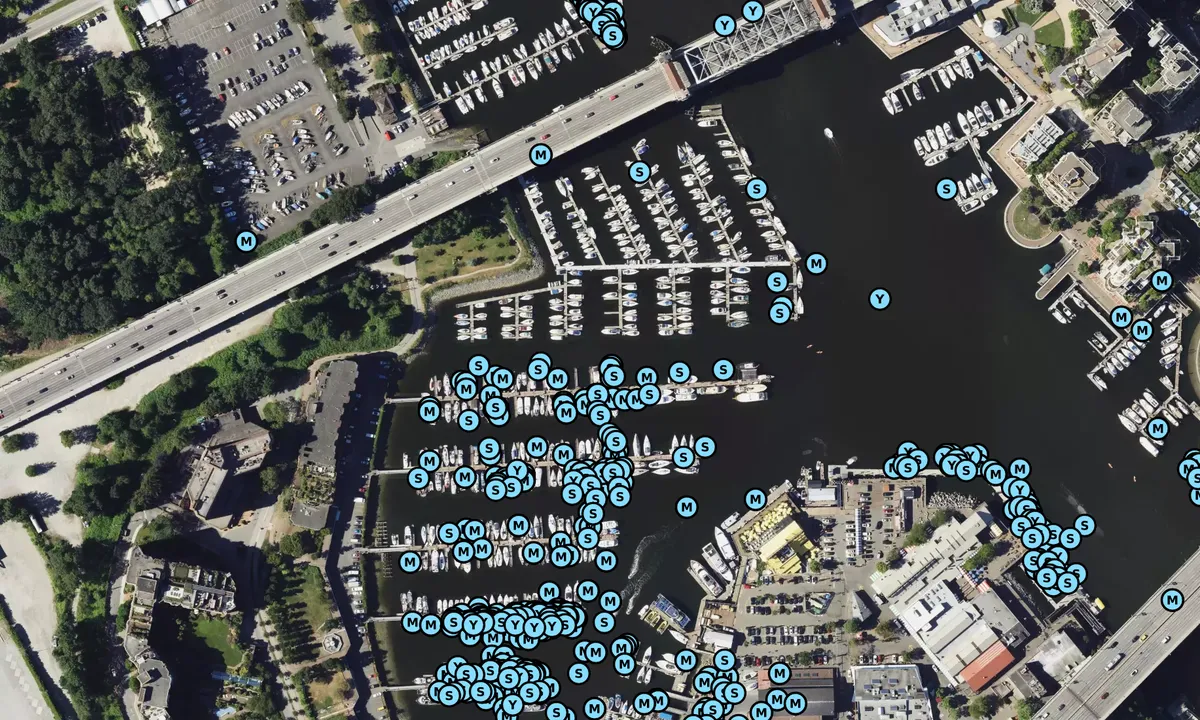 Satelite image of False Creek Fishermen's Wharf