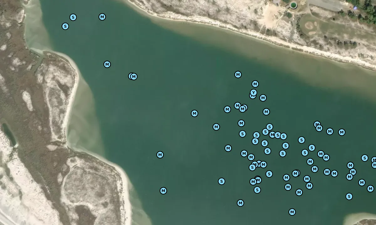 Satelite image of Former small boat pass, now anchorage.