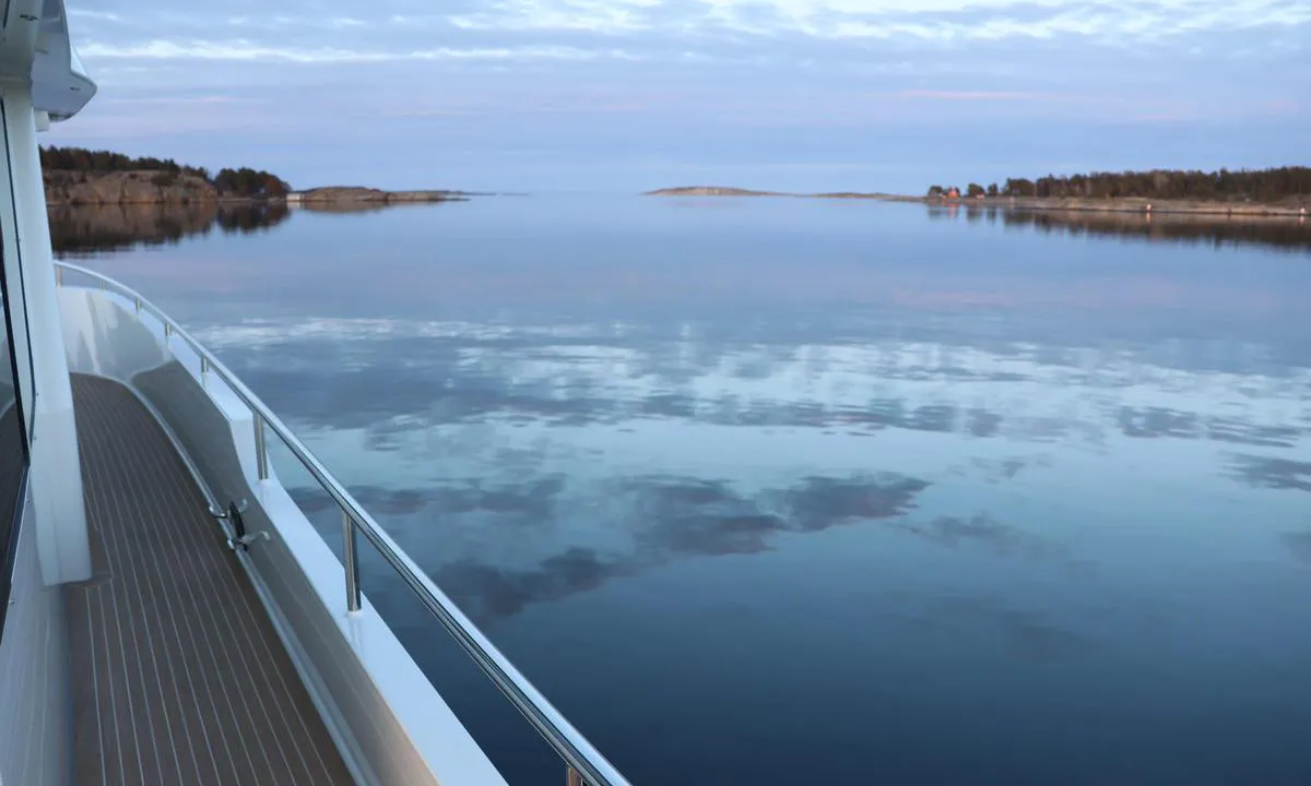 Grimestadbukta anchorage: Seeing east towards Oslofjord and the inlet of the bay