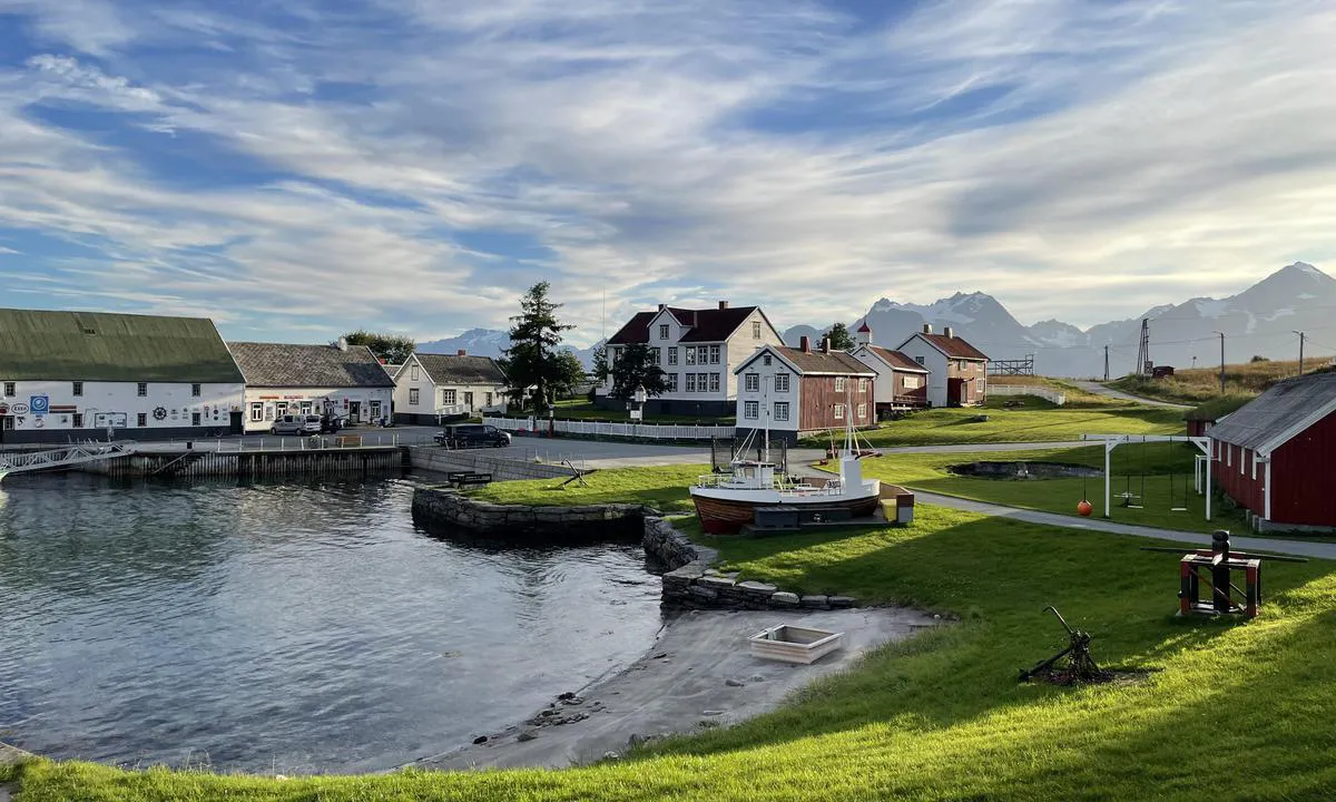 Havnnes: Bildet viser badestranda med lekeplass og sittegruppe i båten som står på land. det er også en bålpanne ved båten

Foto: Christian H B Giæver