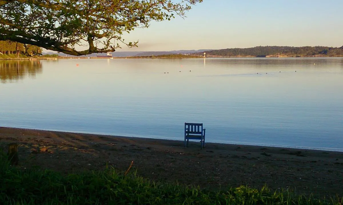 Langholtstranda ved Helgeroa Marina.