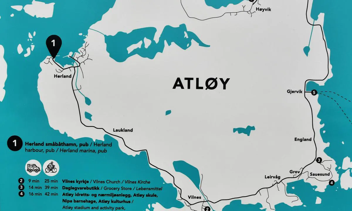 Herland Småbåthavn - Atløy: Map of Atløy