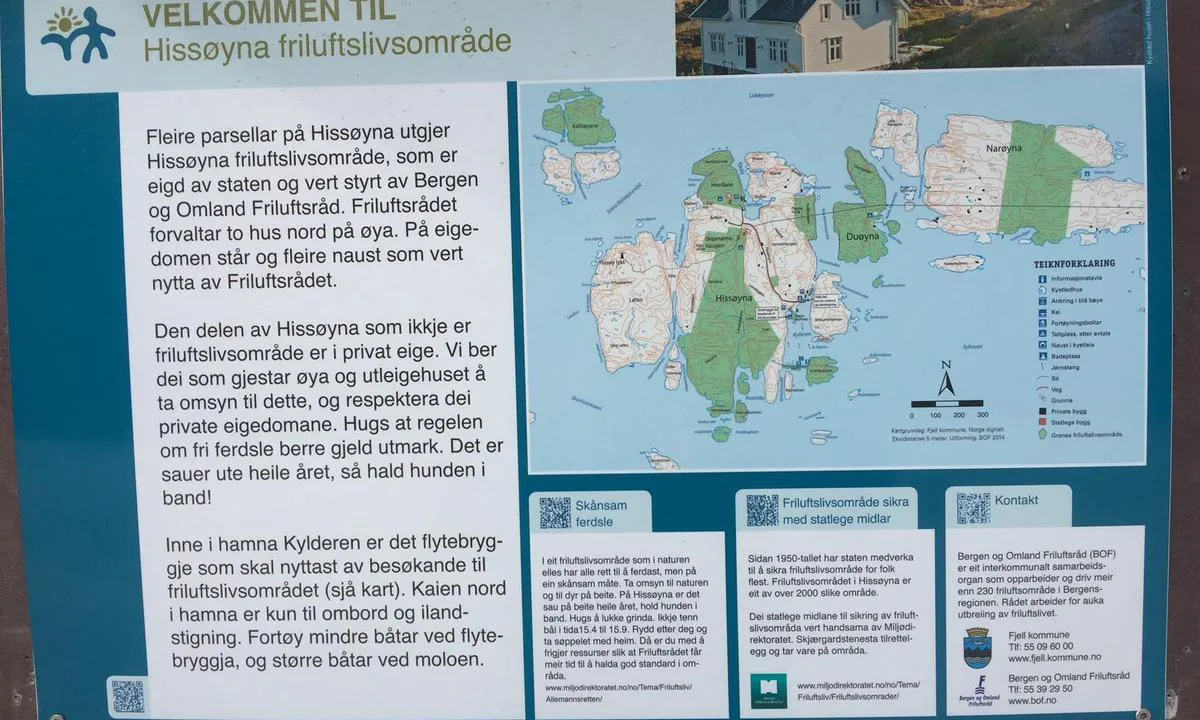 Hissøyna: Info skilt på kaien.