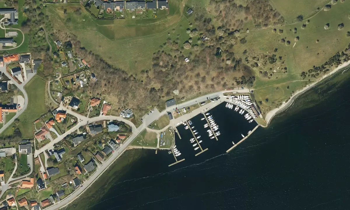 Flyfoto av Hobro Lystbådehavn