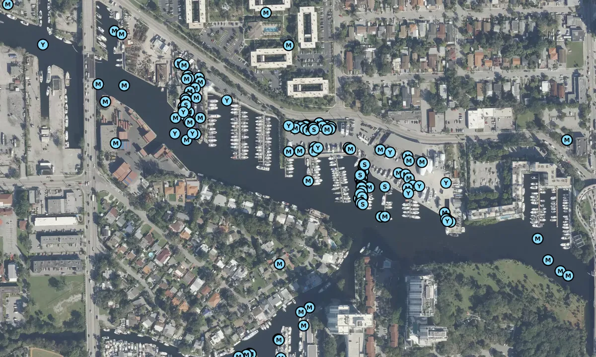 Satelite image of Hurricane Cove Marina and Boatyard