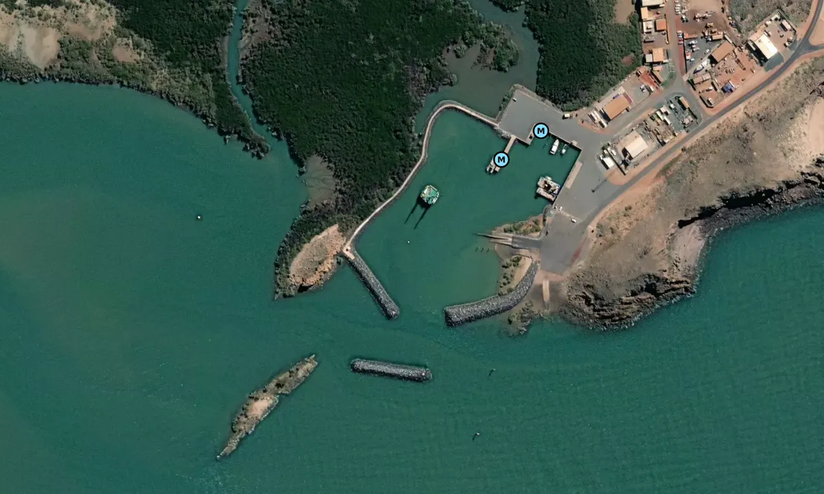 Satelite image of Johns Creek Boat Harbour (Point Samson)