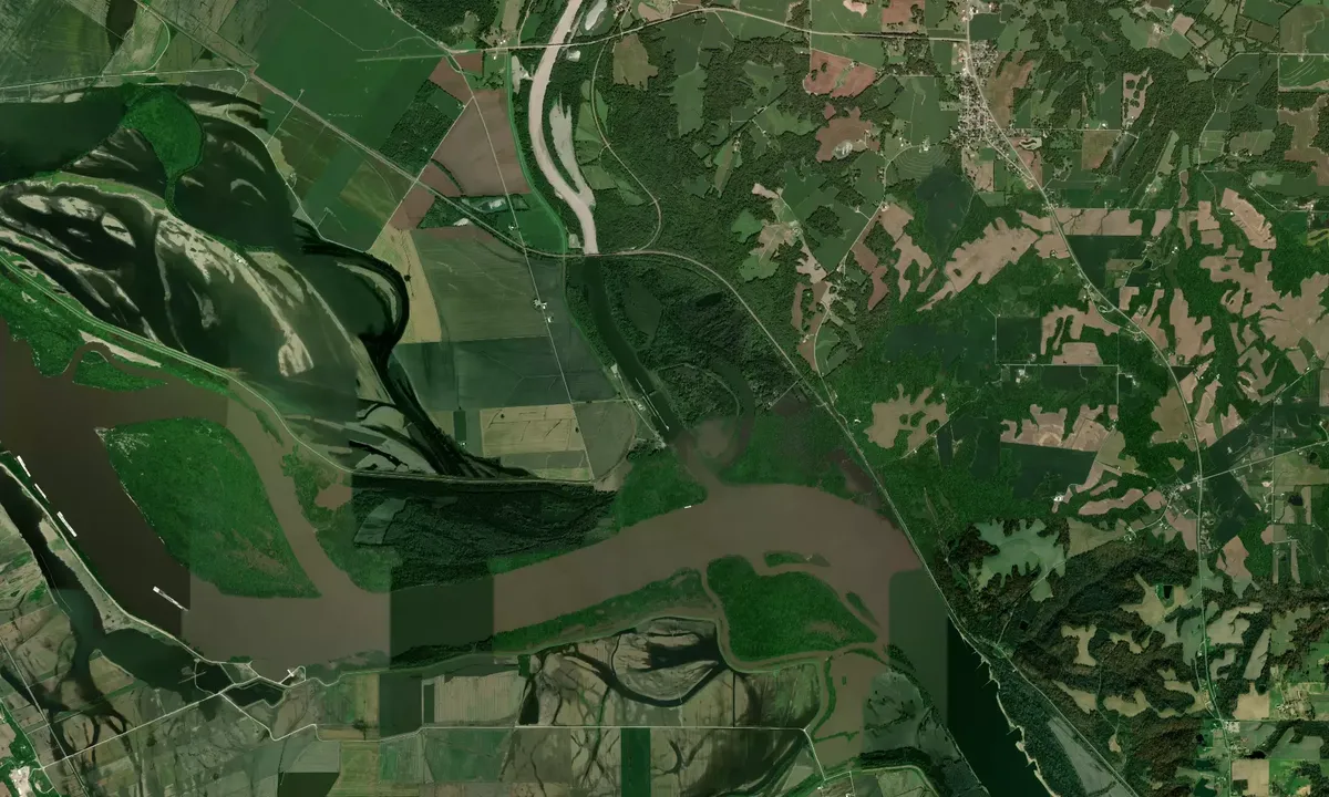 Flyfoto av Kaskaskia Lock/Dam