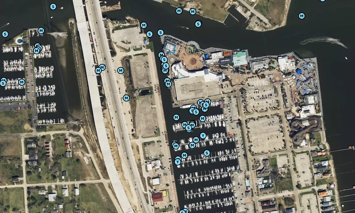 Satelite image of Kemah Boardwalk Marina - Galveston