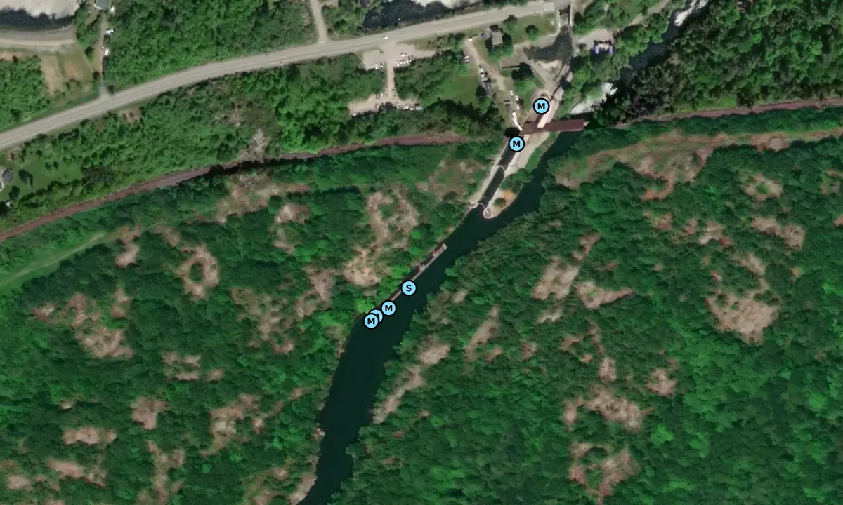Satelite image of Kingston Mills Lock Docks (Parks Canada)