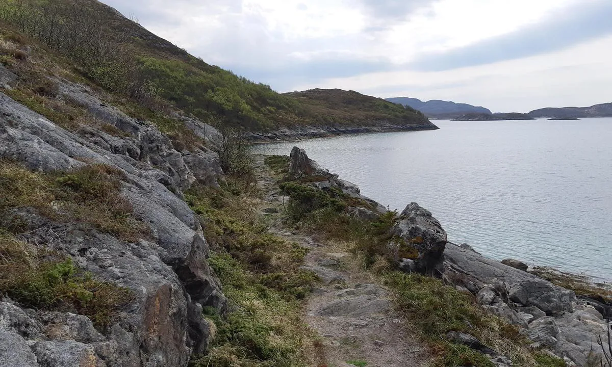 Klokkergården Marina - Rødøy: {"base": "no", "no": "Stien til stranden. Ca 2 km hver vei (fra havnen)", "se": "Stigen till stranden. Ca 2 km varje v\u00e4g (fr\u00e5n hamnen)", "en": "The path to the beach. Approximately 2 km each way (from the harbour)", "da": "Stien til stranden. Ca. 2 km hver vej (fra havnen)"}