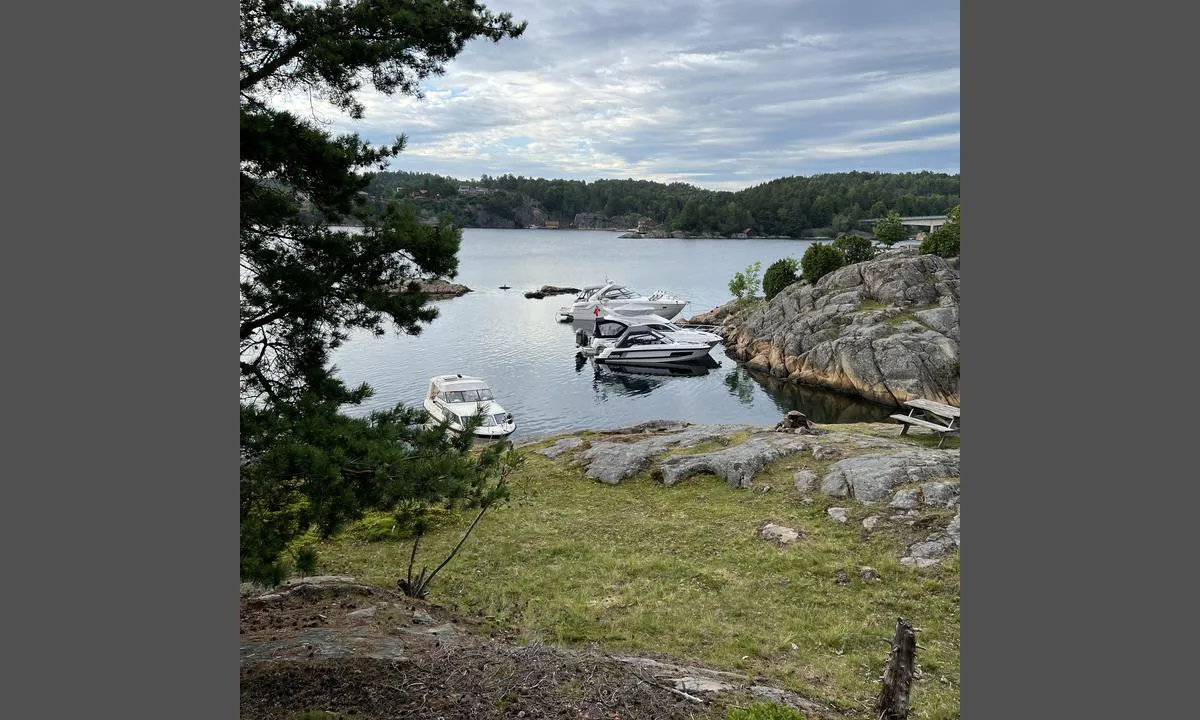 Klokkøya: Nordsiden av øya. Det går an å ta seg en spasertur til andre siden av øya.