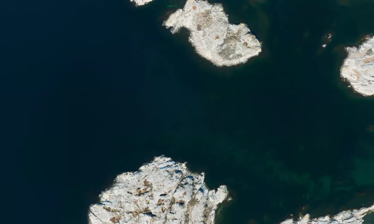 Vrångö Knapp - Klubbholmen: Flyfoto av Klubbholmen - Långenäs