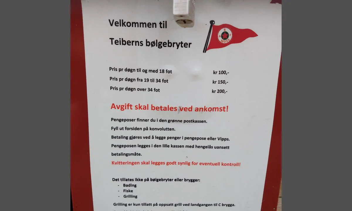 Plakat fra gjestebrygga på Teiberen / Knutvika.