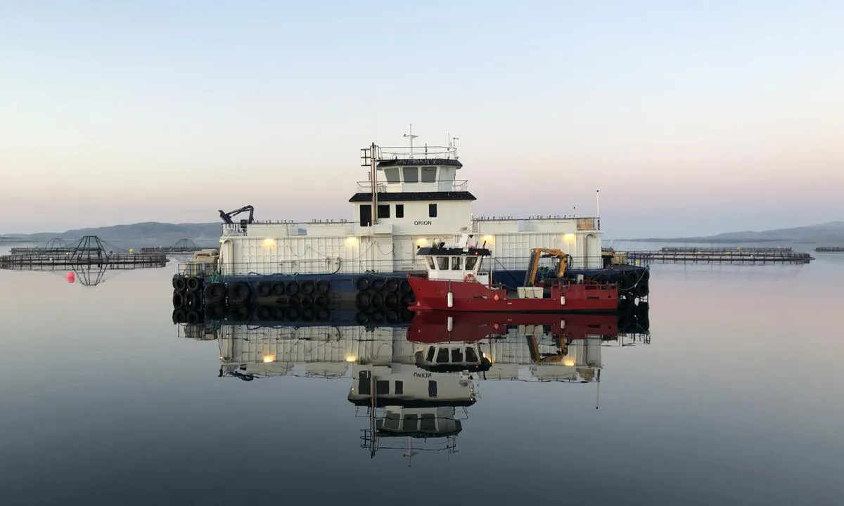 Rett utenfor Kråkøybukta ligger det et oppdrettsanlegg.