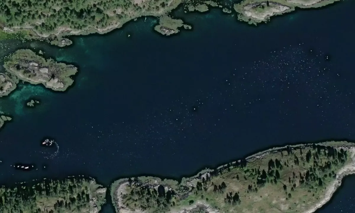 Skjelvaløya: Satelite image of Laksåvikbukta