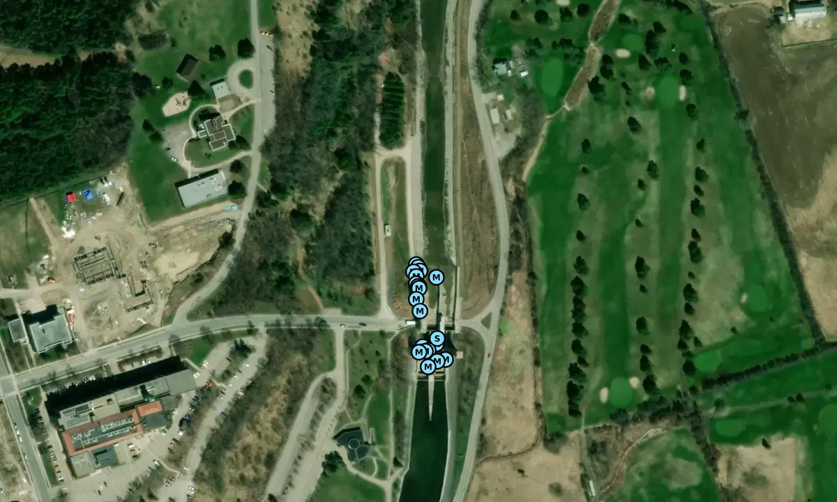 Satelite image of Lift Lock 21 Peterborough Upper Wall Parks Canada