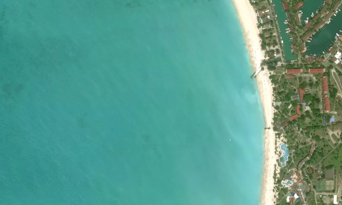 Flyfoto av Lignum Vitae Bay