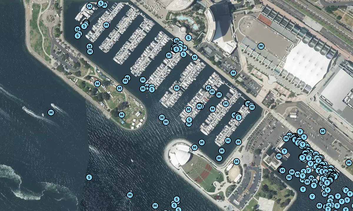 Satelite image of Marriott Marquis and Marina