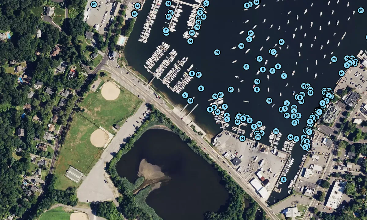 Satelite image of Mill Dam Marina (Municipal Marina of Huntington, N